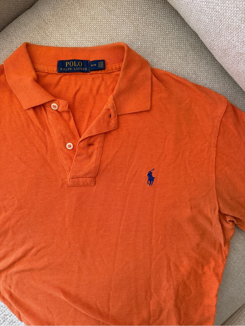 Ralph Lauren Orange Polo with Blue Pony Embroidery